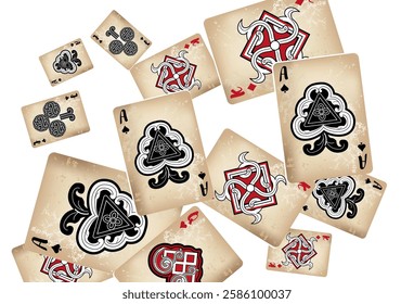 Casino Playing Cards. Pattern for ads of parties, events in Vegas. Vector illustration in vintage style. Vector illustration in celtic style.
