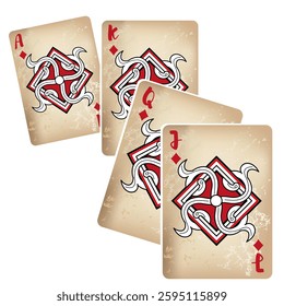 Casino Playing Cards. Pattern for ads of parties, events in Vegas. Vector illustration in vintage style. Vector illustration in celtic style.