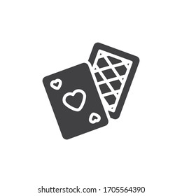 Casino playing cards vector icon. filled flat sign for mobile concept and web design. Heart ace playing card glyph icon. Symbol, logo illustration. Vector graphics