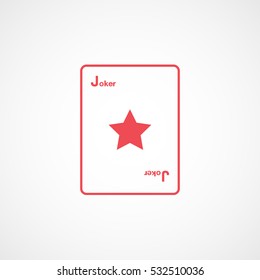 Casino Playing Joker Four Red Line Icon On White Background