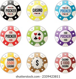 Casino pocker chips game cards