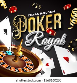 Casino Poker background with casino element, playing card, and roulette