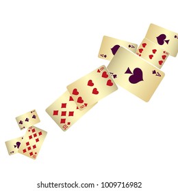 Casino. Poker card scattered banner. Vector illustration in vintage style.