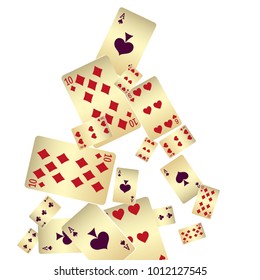 Casino. Poker card scattered banner. Vector illustration in vintage style.