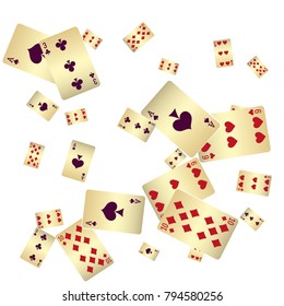 Casino. Poker card scattered banner. Vector illustration in vintage style.