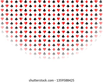 Casino poker card suits half transparent red and black white design shadow effect vector