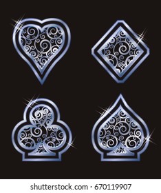 Casino Poker card symbols, vector illustration