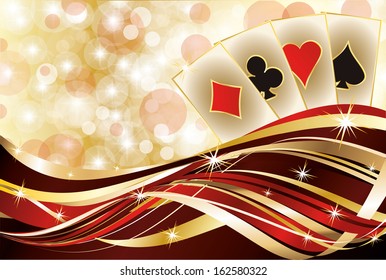 Casino poker cards banner, vector illustration