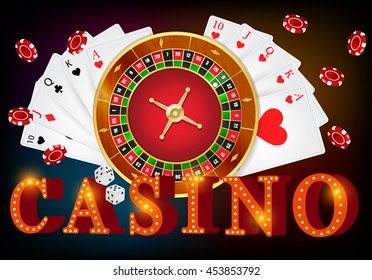 Casino, poker cards and chips.