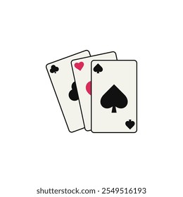 casino poker cards and chips. Card aces. aces of all four suits, diamonds, spades, hearts, clubs. Playing poker concept. Poker symbols. Vector illustration. Playing cards. icon set.