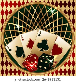 Cartas de pôquer do casino saudação de fundo, ilustração vetorial
