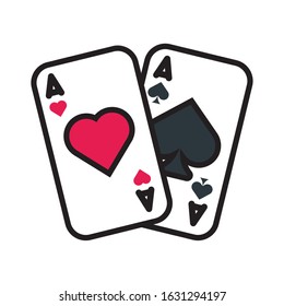 casino poker cards with hearts vector illustration design