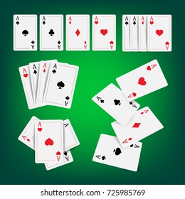 Casino Poker Cards Vector. Classic Playing Fortune Gambling Cards Realistic Illustration