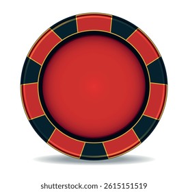 Casino and poker chip. Bright vector design of 3d gambling chips with empty space for text, isolated on white background. Ideal for casino design projects, slot machines, roulette