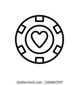 Casino, poker chip, heart simple icon vector. Flat design.ai