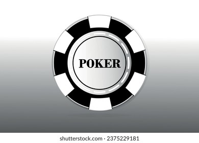 Casino poker chip icon isolated on gray background. Vector image of a chip in black and white style.