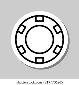 Casino, poker chip simple icon vector. Flat design. Sticker with shadow on gray background.ai