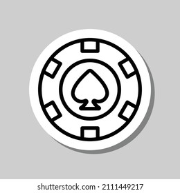 Casino, poker chip simple vector, icon. Flat desing. Sticker with shadow on gray background.ai