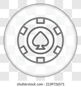 Casino, poker chip simple vector, icon. Flat design. Glass button on transparent grid.ai