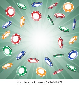 casino poker chips in the air