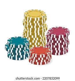Casino- und Pokerchips. Element für die Designerstellung. Realistischer Stil. Vektorgrafik.