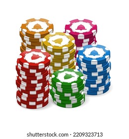 Casino and poker chips. Element for design creation. Realistic style. Vector illustration.