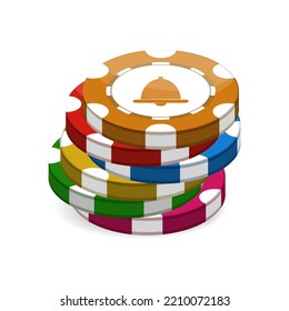 Casino and poker chips. Element for design creation. Realistic style. Vector illustration.