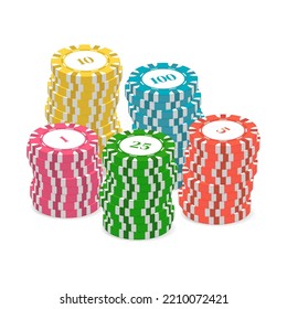 Casino and poker chips. Element for design creation. Realistic style. Vector illustration.