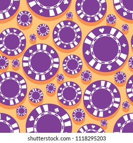 Casino poker chips icon seamless pattern. Digital printable vector illustration. Ideal for wallpaper, covers, wrapper, packaging, textile, fabric and any print design.