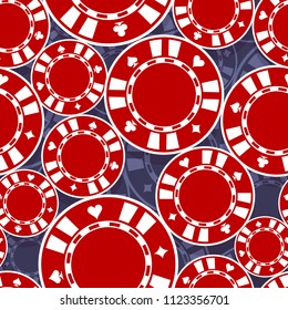 Casino poker chips icon seamless pattern. Digital printable vector illustration. Ideal for wallpaper, covers, wrapper, packaging, textile, fabric and any print design.