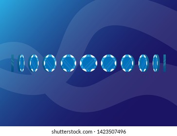 Casino Poker Chips Tokens Blue Set Vector Illustration