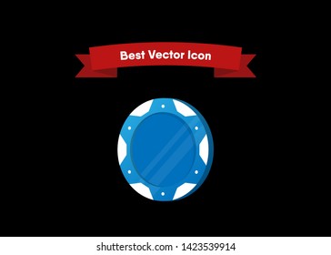 Casino Poker Chips Tokens Blue Set Vector Illustration