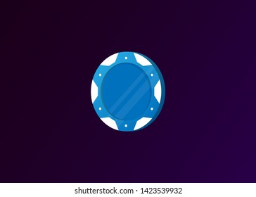 Casino Poker Chips Tokens Blue Set Vector Illustration