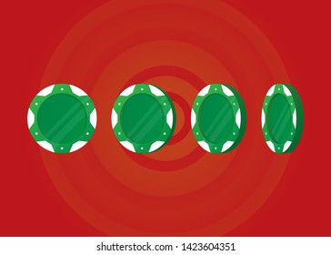 Casino Poker Chips Tokens Green Set Vector Illustration