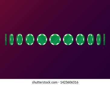 Casino Poker Chips Tokens Green Set Vector Illustration