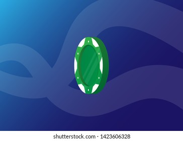 Casino Poker Chips Tokens Green Set Vector Illustration