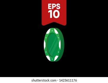 Casino Poker Chips Tokens Green Set Vector Illustration