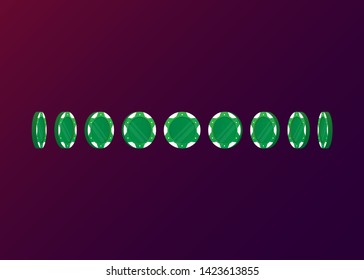 Casino Poker Chips Tokens Green Set Vector Illustration