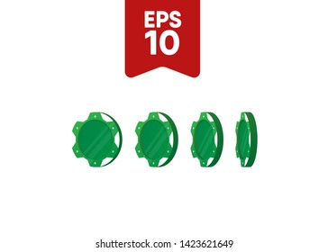 Casino Poker Chips Tokens Green Set Vector Illustration