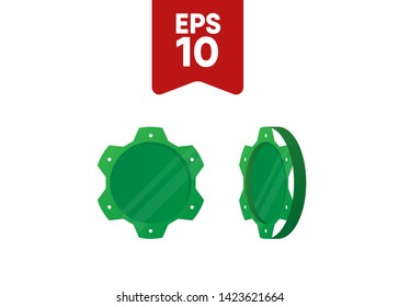 Casino Poker Chips Tokens Green Set Vector Illustration