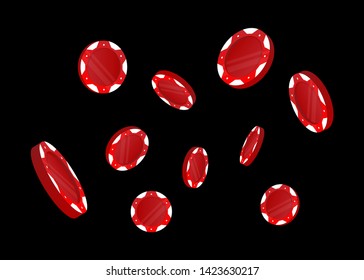 Casino Poker Chips Tokens Red Set Vector Illustration