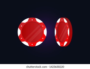 Casino Poker Chips Tokens Red Set Vector Illustration
