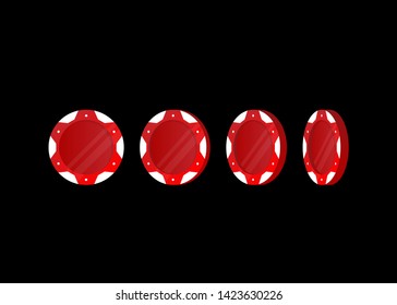 Casino Poker Chips Tokens Red Set Vector Illustration