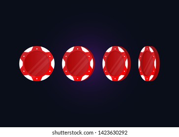 Casino Poker Chips Tokens Red Set Vector Illustration