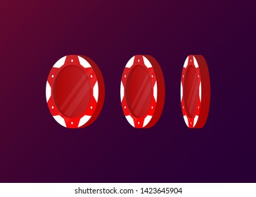 Casino Poker Chips Tokens Red Set Vector Illustration