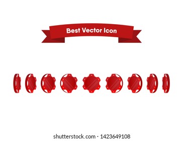 Casino Poker Chips Tokens Red Set Vector Illustration