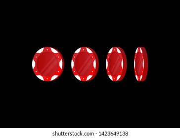 Casino Poker Chips Tokens Red Set Vector Illustration