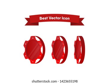 Casino Poker Chips Tokens Red Set Vector Illustration
