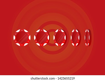 Casino Poker Chips Tokens Red Set Vector Illustration