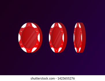 Casino Poker Chips Tokens Red Set Vector Illustration